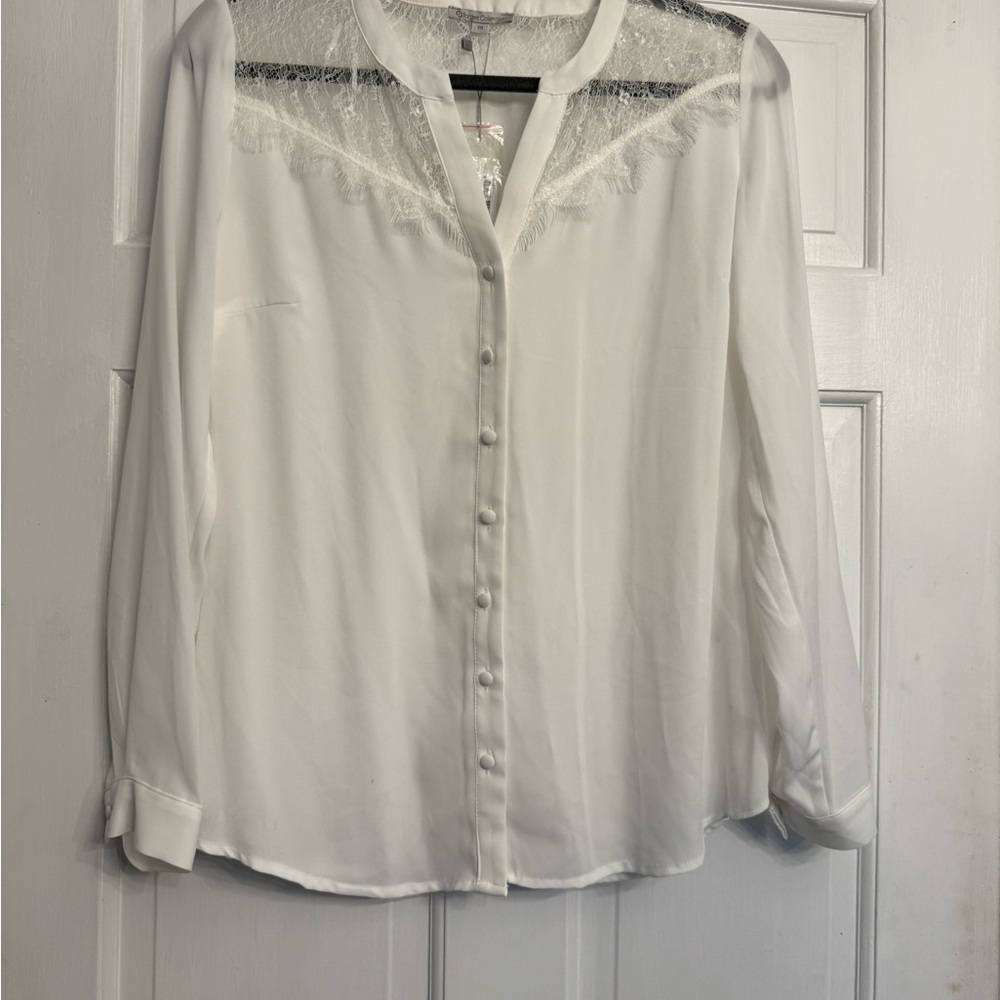 Target Cream Long Sleeve Peter Pan Collar Blouse
